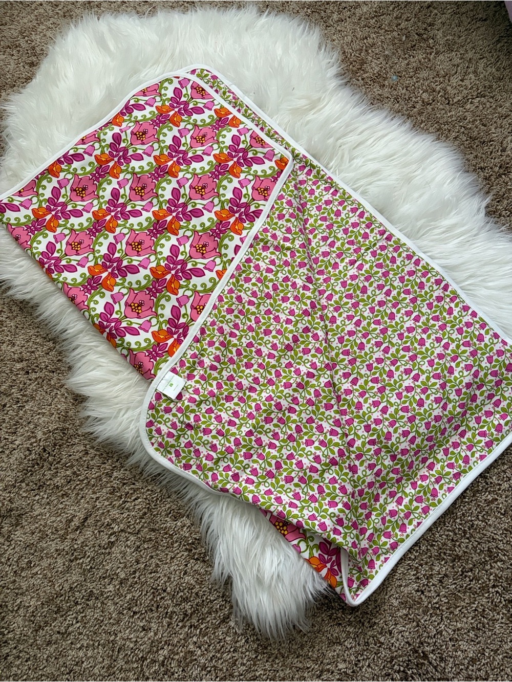 Vera Bradley Baby Floral Reversible Pink & Green Baby Blanket